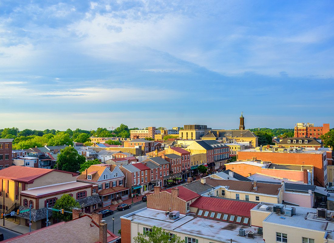 Bethlehem, Pa - Panorama of Suburban Area and Aerial View With Sunny Blue Sky in Summer Bethlehem, Pa